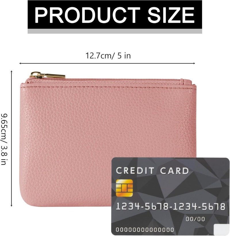 Chelmon PU Leather Coin Purse Pouch Change Holder Small With Zipper for Men Women 2 PCS Set (Black&Pink) - Image 5